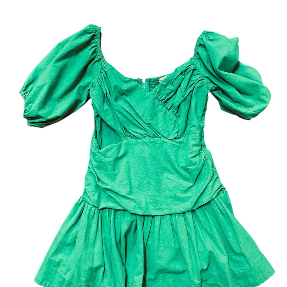 Vibrant Green Puff Sleeve Dress